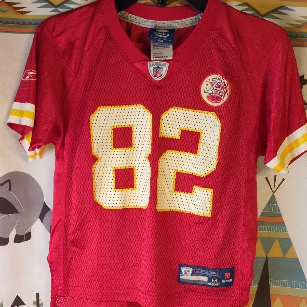 Reebok Kids Red Football Jersey with Yellow-Trimmed White Number 82